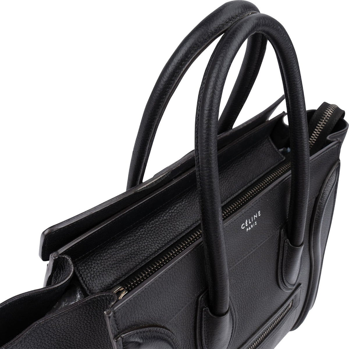 Sac à main Luggage Céline en cuir grainé noir