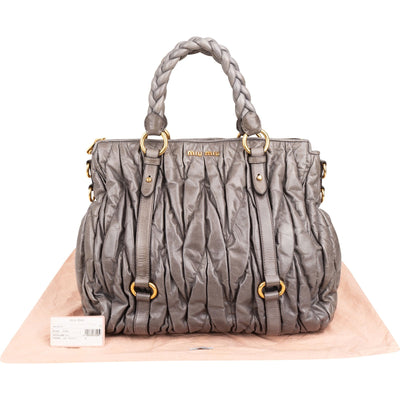 Miu Miu Matelassé Vitello Lux Leather Coffer Hobo Handbag