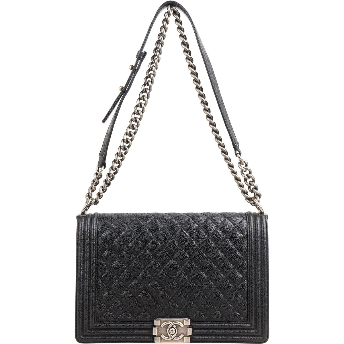 Chanel Quilted Caviar Leather New Medium Boy Single Flap Crossbody Bag
