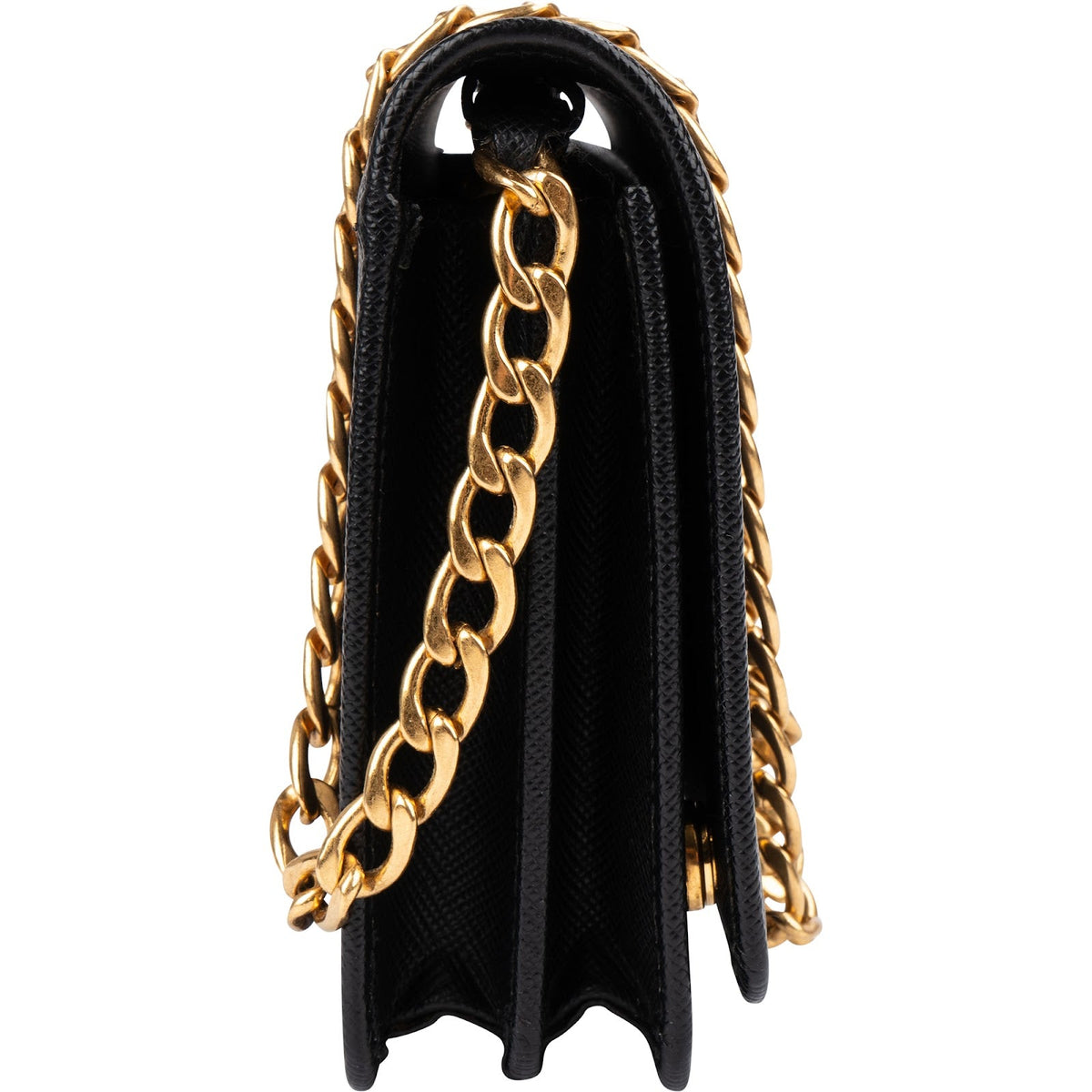 Prada Wallet On Chain aus schwarzem Saffiano-Leder – Ansicht 3