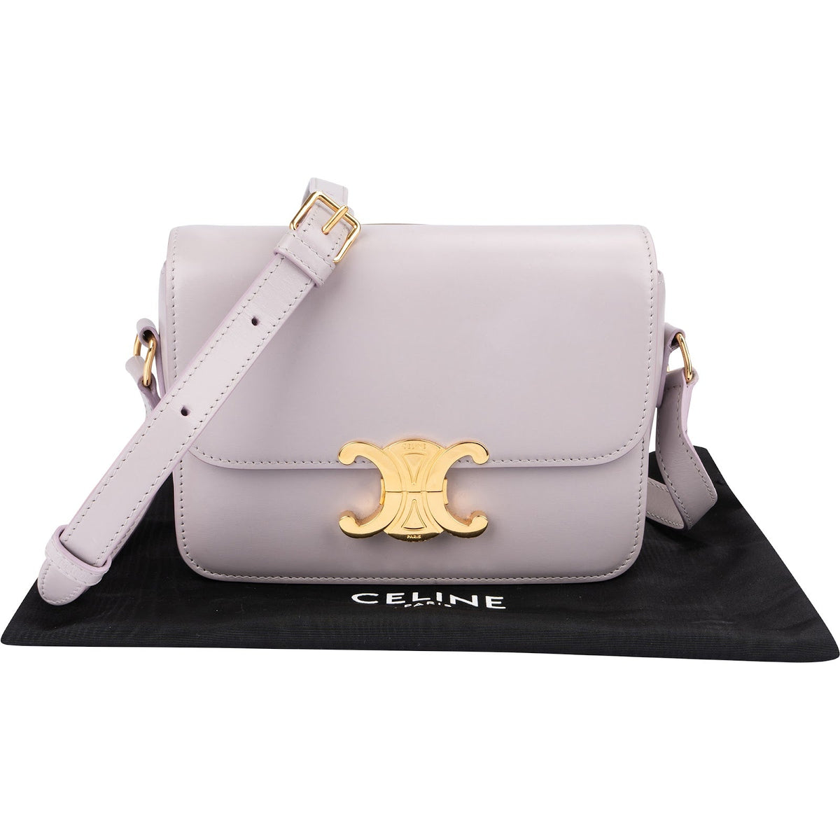 Celine Shiny Lilac Calfskin Teen Triomphe Crossbody Bag