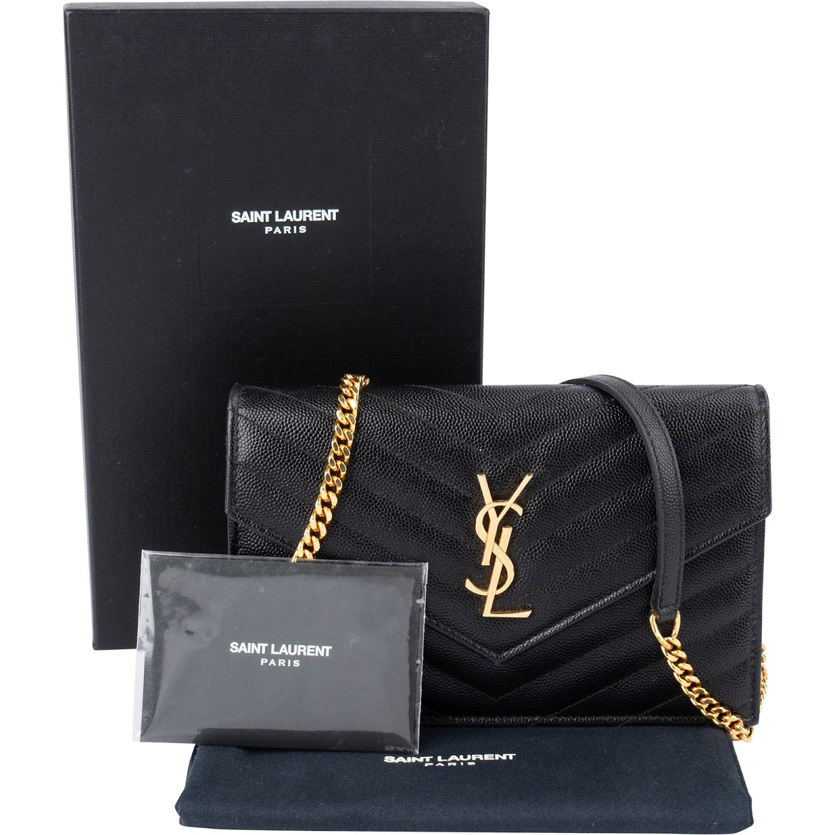 Bolso de hombro Saint Laurent Monogram en piel granulada Grain de Poudre con cadena