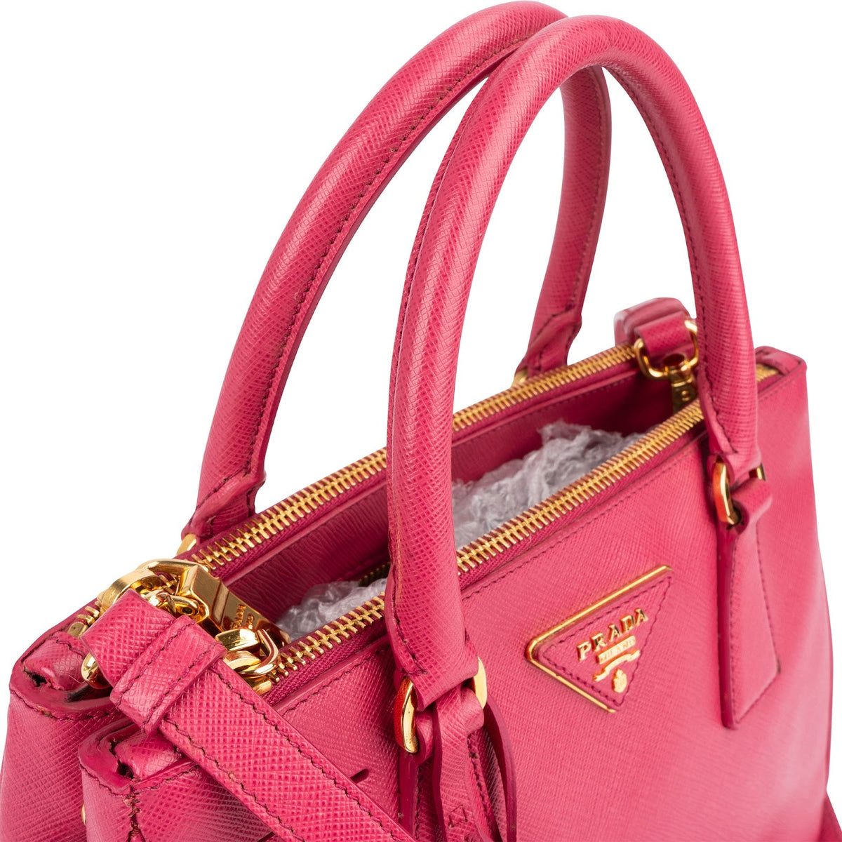 Prada Galleria Small aus rosa Saffiano-Leder – Ansicht 3
