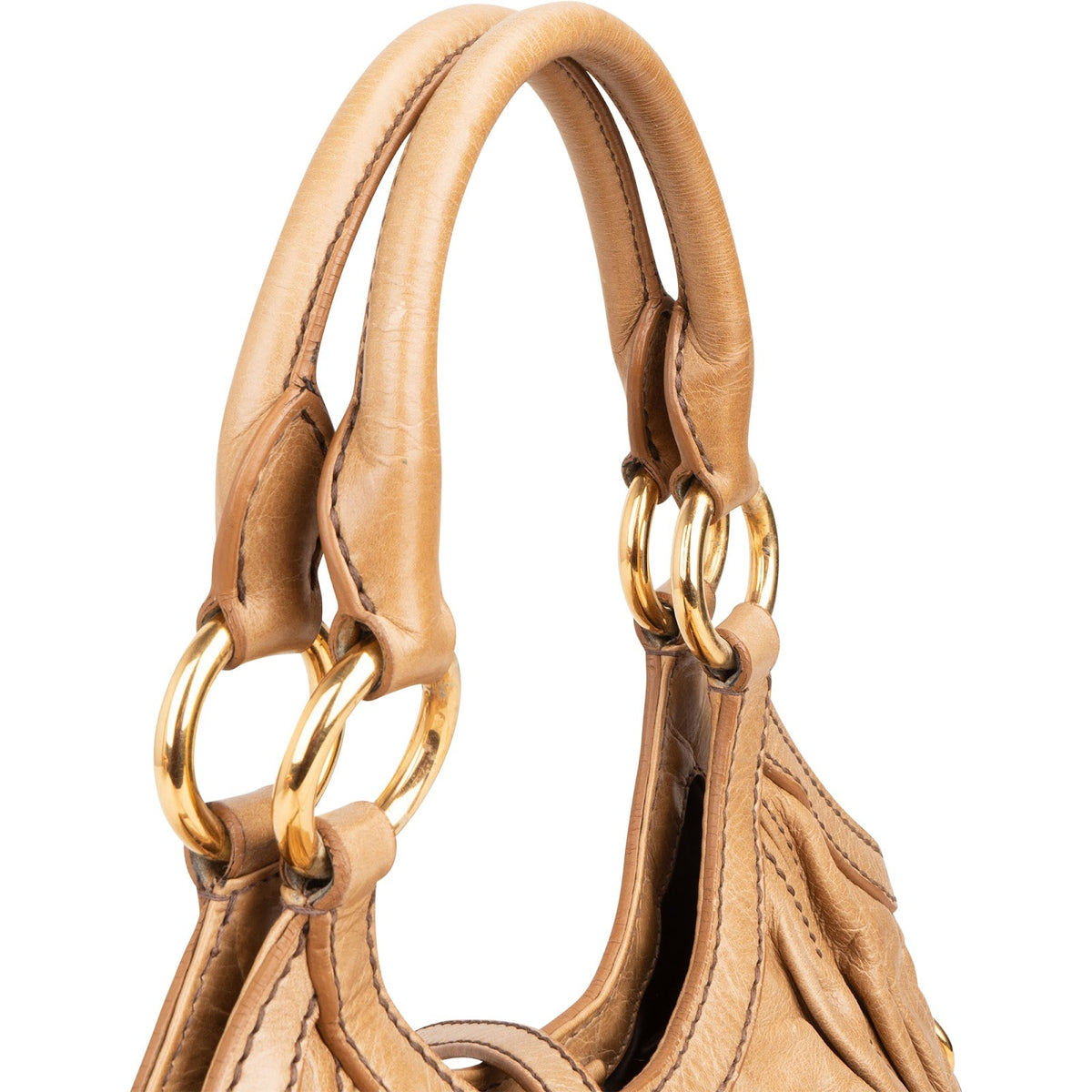 Miu Miu Hobo aus beigem Vitello-Lux-Leder – Ansicht 3
