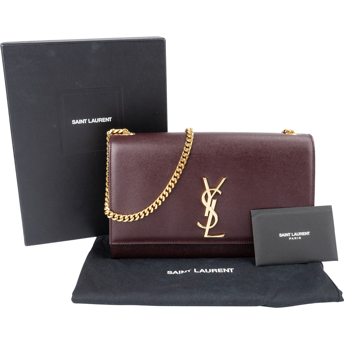 Sac bandoulière à chaîne Kate en cuir grain de poudre Saint Laurent