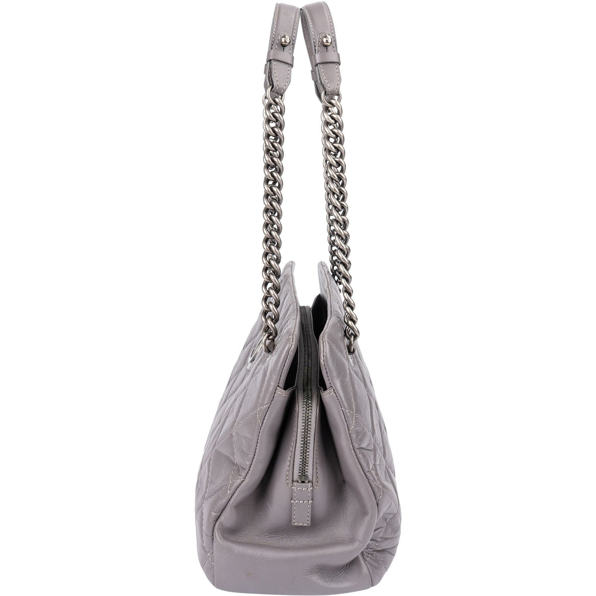 Sac cabas porté épaule Chanel Modern Chain en cuir de veau verni matelassé