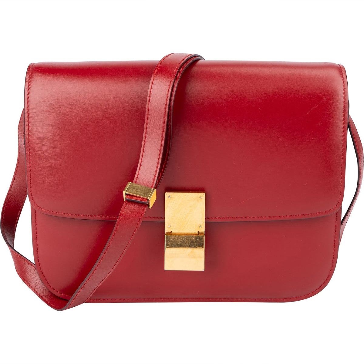 Celine Red Calfskin Classic Box Medium Crossbody Bag
