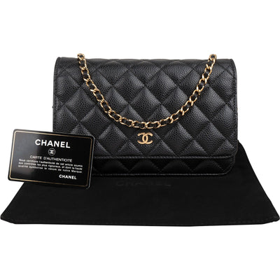 Chanel Quilted Caviar Leather Wallet On Chain Crossbody Bag