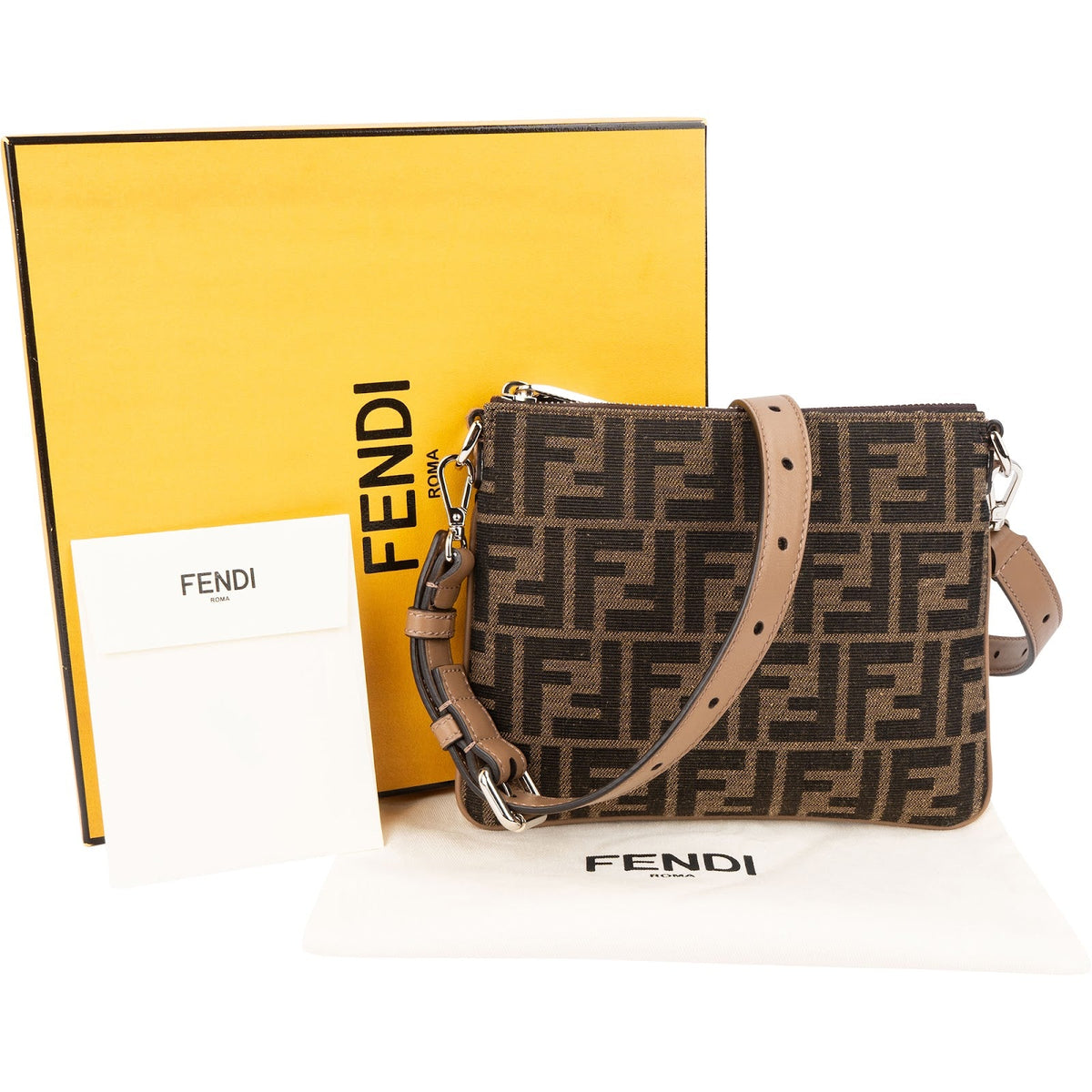 Sac bandoulière Fendi Camera en toile Zucca