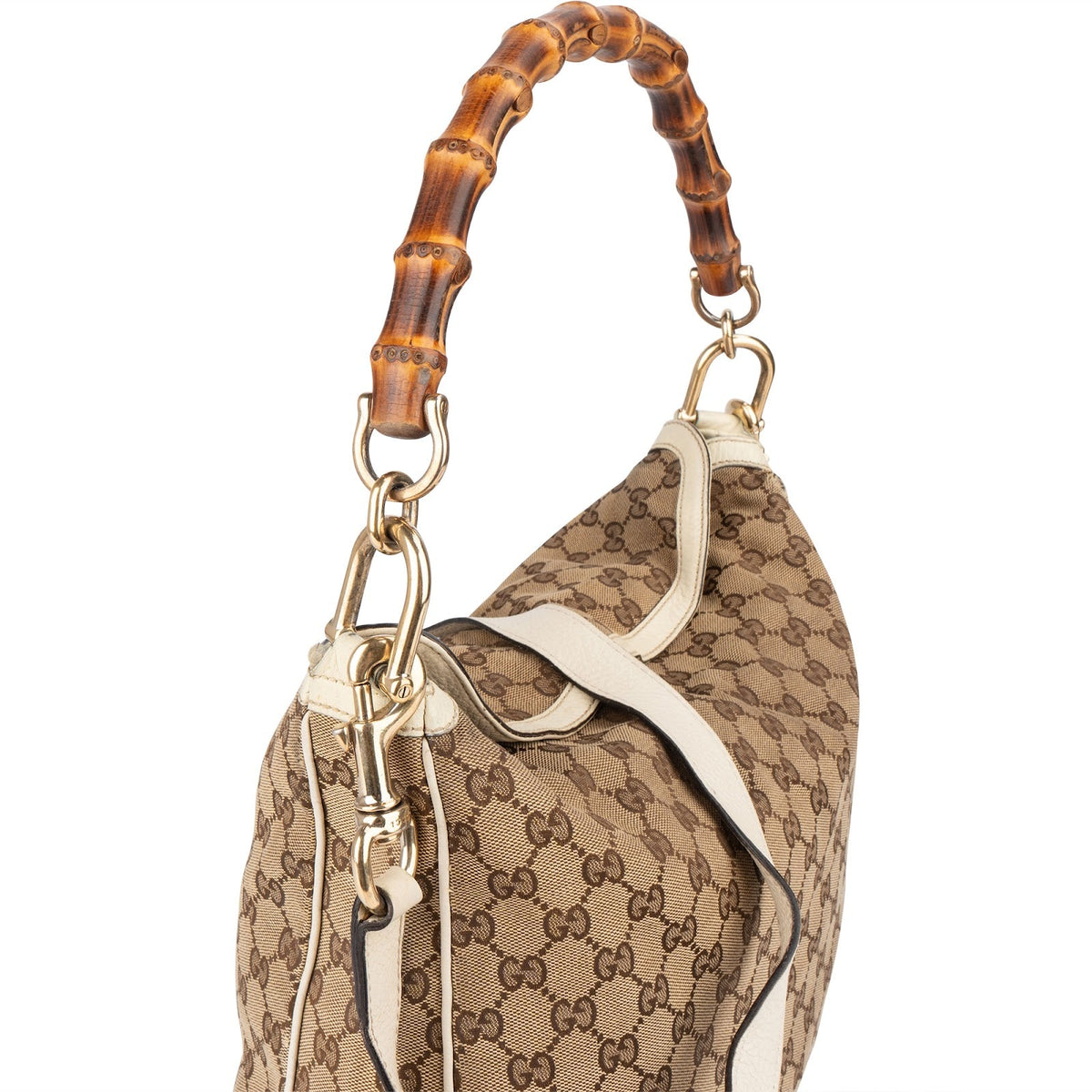 Gucci Monogram GG Canvas Bamboo Hobo Schultertasche, Bild 2 von 13