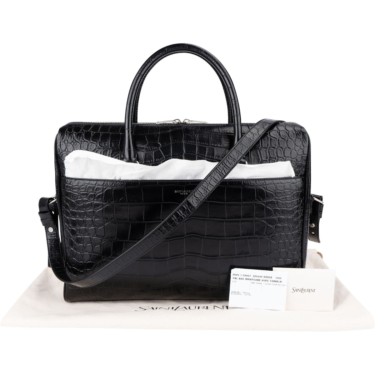 Sac à bandoulière Yves Saint Laurent en cuir embossé façon crocodile