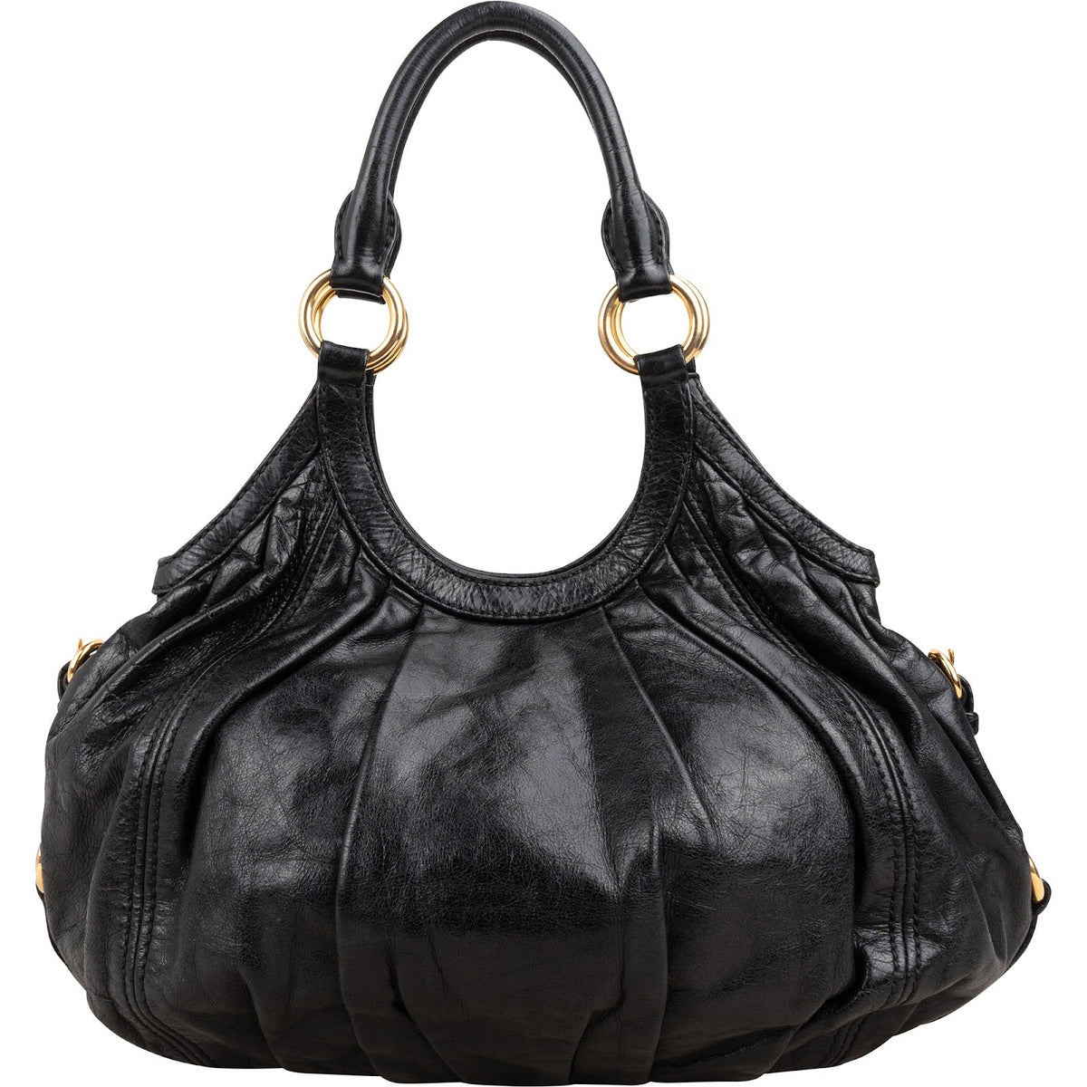Miu Miu Vitello Lux Leder Pleated Hobo Handtasche, Bild 4 von 10