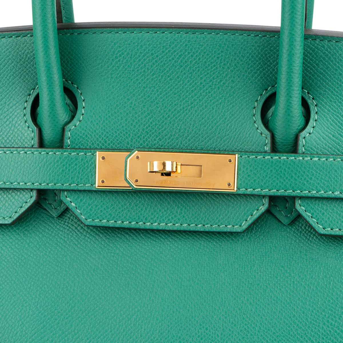 Borsa Birkin 30 Hermès in pelle Epsom color Vert Vertigo con hardware oro
