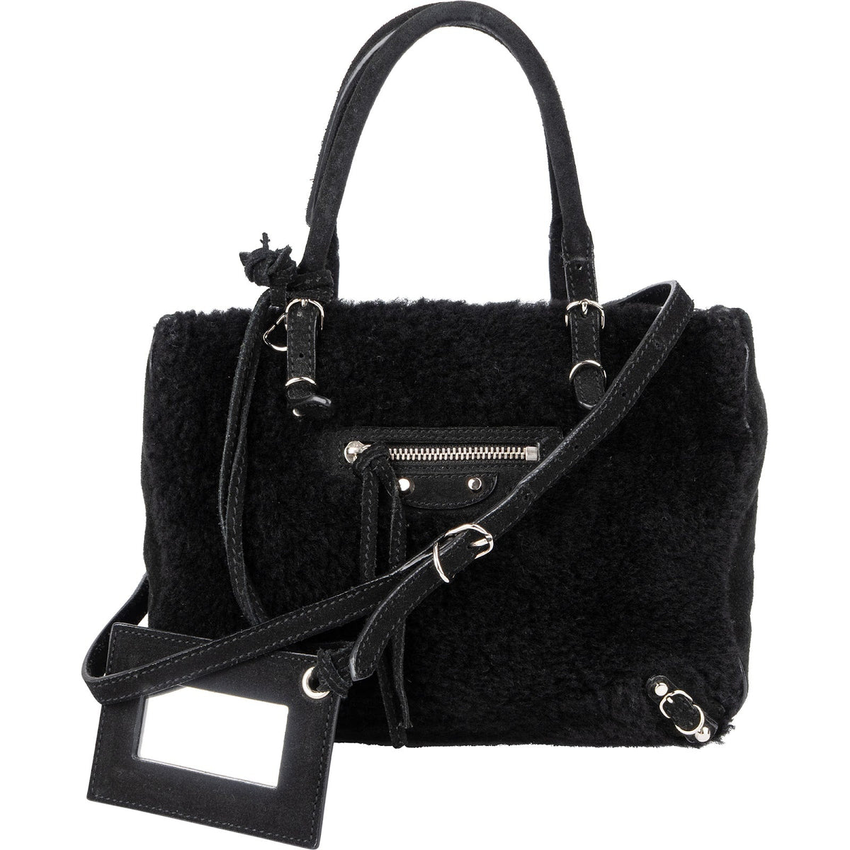 Balenciaga Shearling Mini Classic City aus Shearling und Leder – Vorderansicht