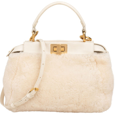 Fendi Shearling Mini Peekaboo Handbag