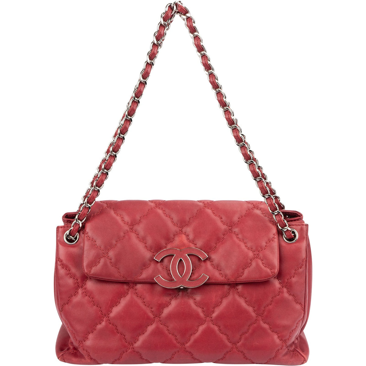 Sac bandoulière Chanel Diamond Stitch Hampton Flap Jumbo Flap en cuir d'agneau matelassé