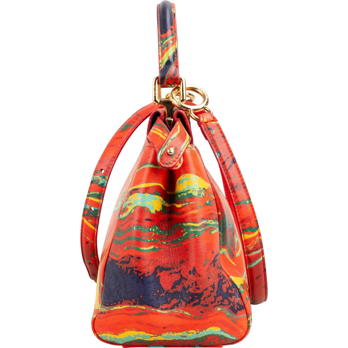 Bolso de mano Peekaboo Mini de Fendi con estampado de remolinos multicolor