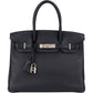 Hermès Blau Indigo Clemence Palladium Birkin 30 aus Clemence-Leder – Vorderansicht