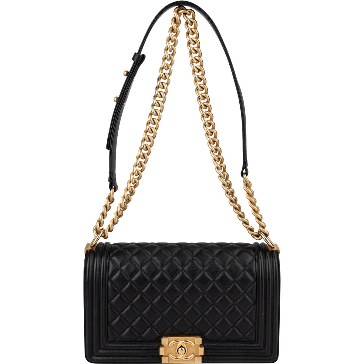 Sac bandoulière Boy de Chanel moyen modèle en cuir d'agneau matelassé