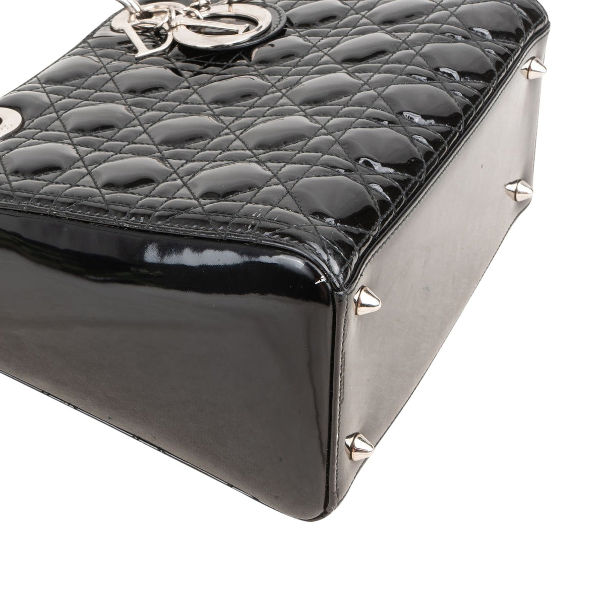 Cristian Dior Quilted Patent Cannage Lady Dior Handbag