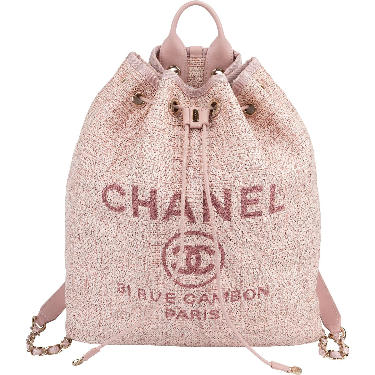 Zaino a sacco Chanel Deauville in tweed intrecciato