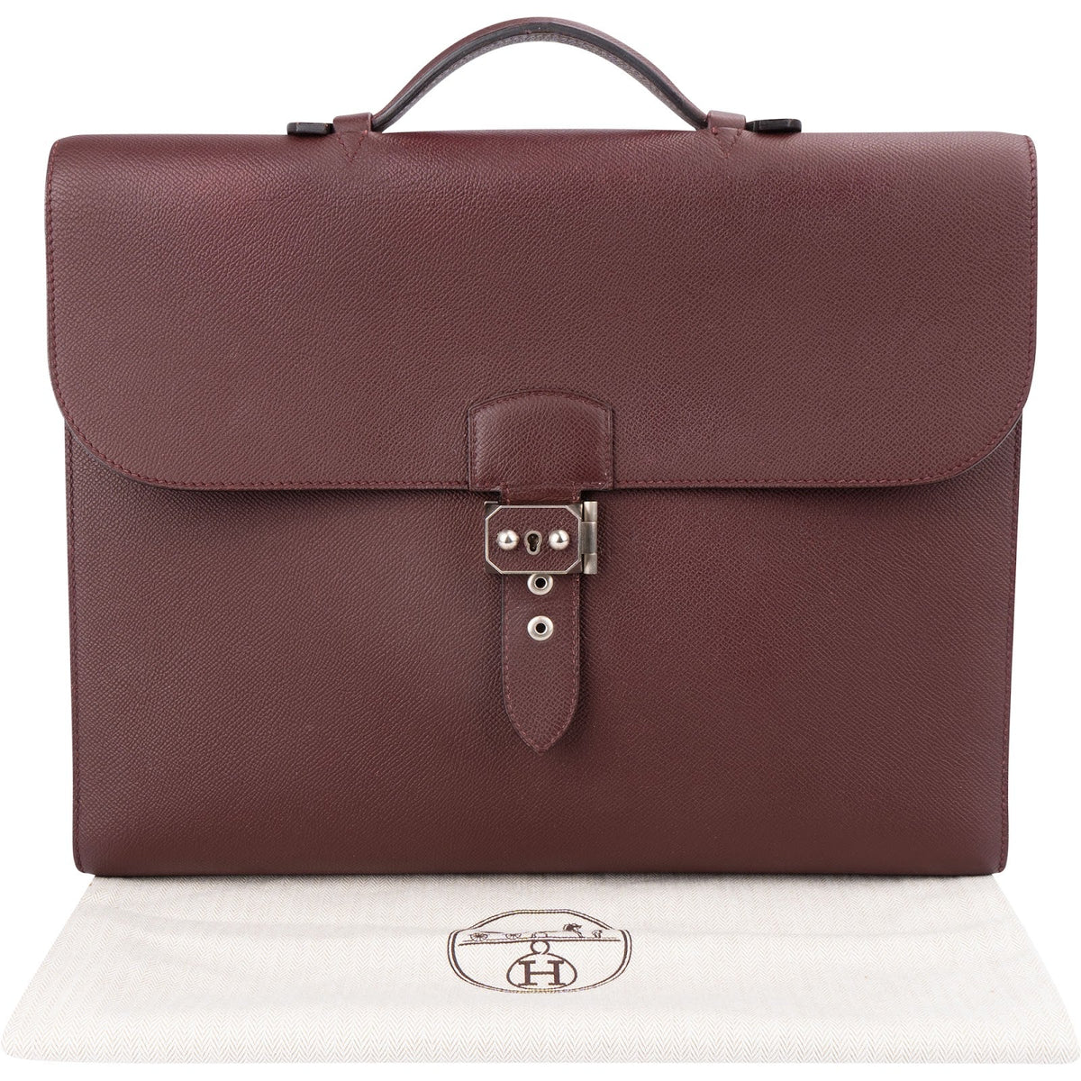 Hermès Rouge H Epsom Leather Sac à Dépêches 38 Handbag