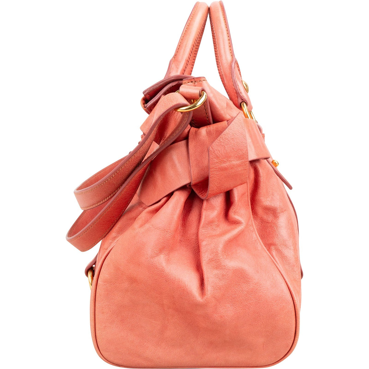 Miu Miu Rosa Vitello Lux Leder Bow Handtasche, Bild 6 von 12