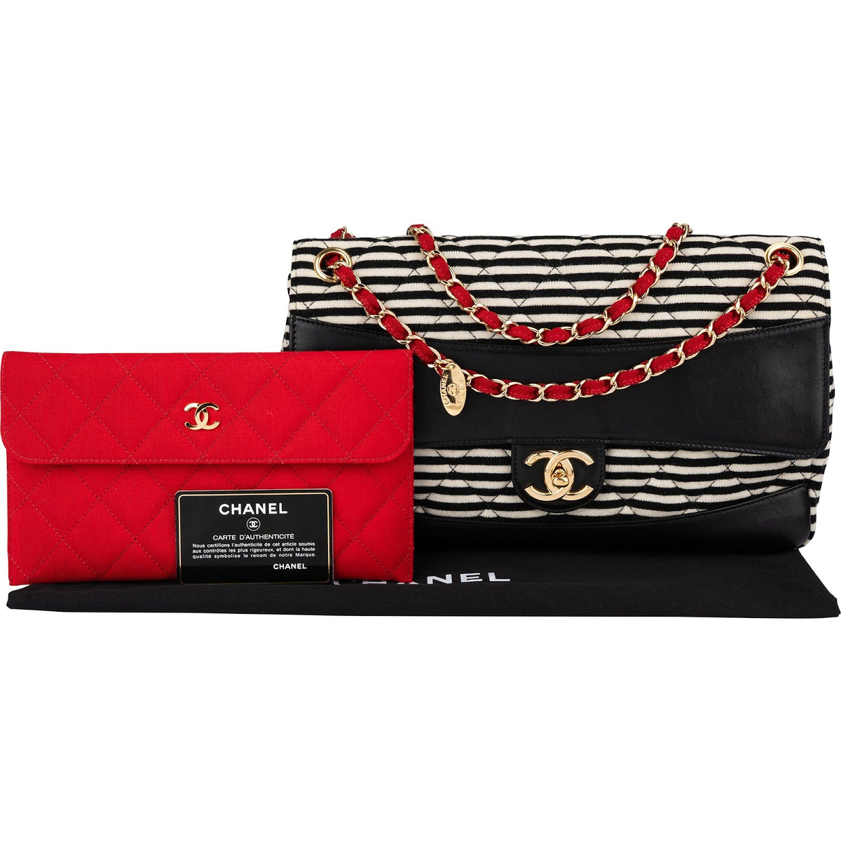 Chanel Striped Baumwolle Single Flap Umhängetasche, Bild 2 von 14
