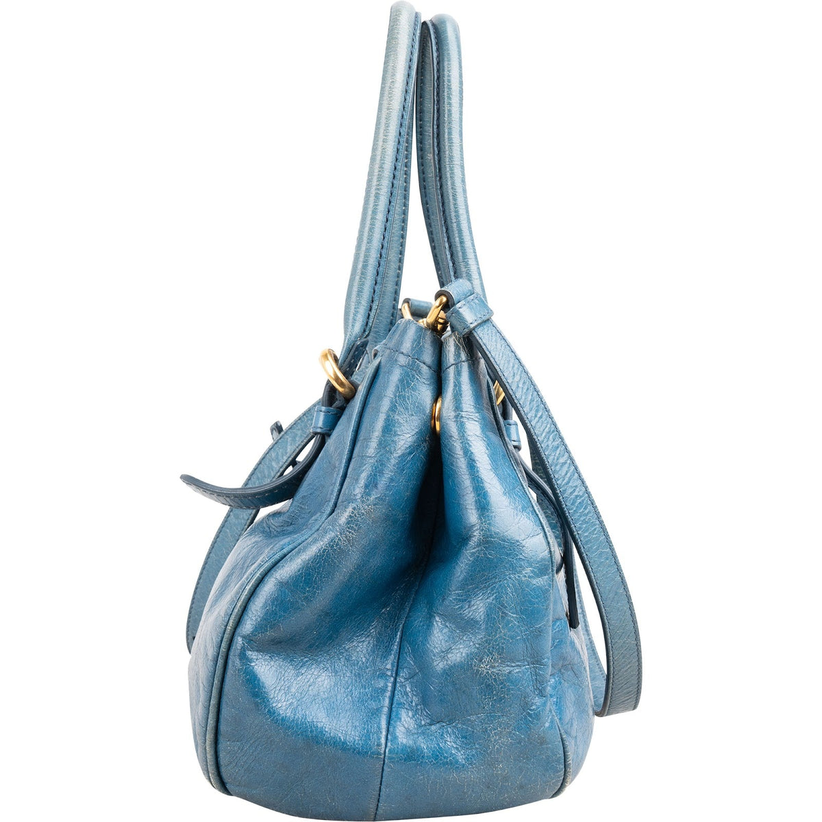 Miu Miu Blau Vitello Lux Small Front Bow Handtasche, Bild 6 von 12