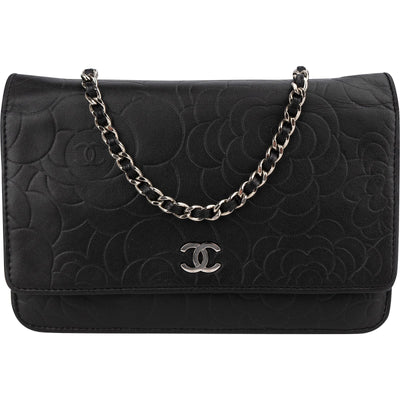 Chanel Camellia Embossed Wallet on Chain Crossbody Bag