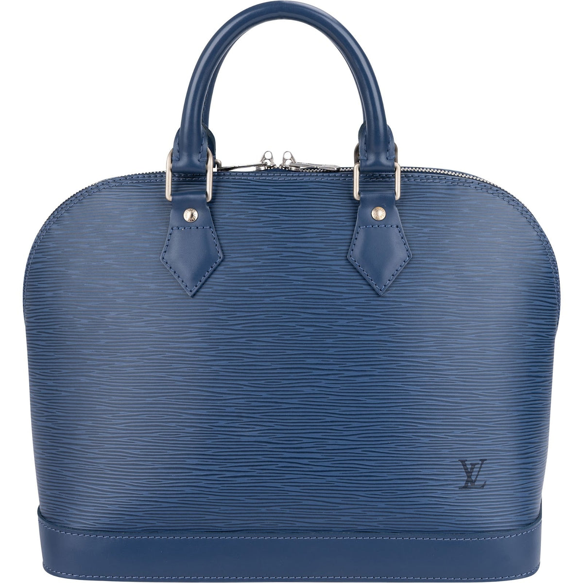 Bolso de mano Louis Vuitton Alma PM en piel Epi azul