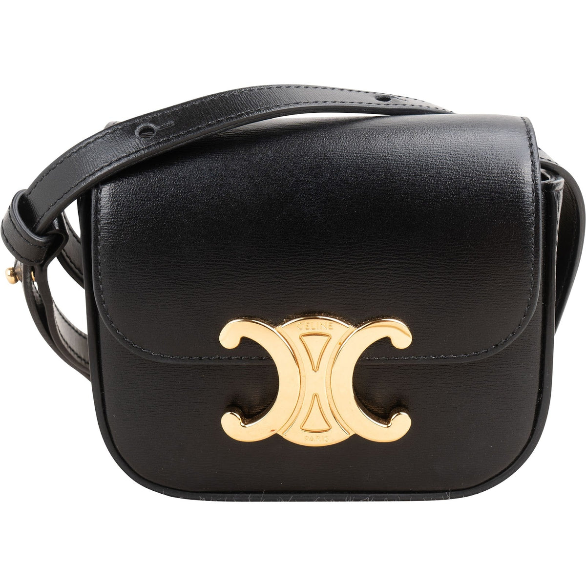Celine Shiny Mini Claude Triomphe aus Leder – Vorderansicht