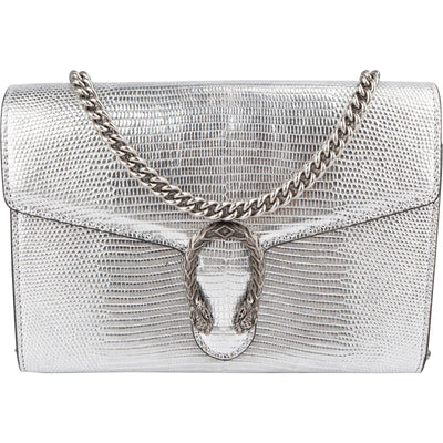 Gucci Dionysus Wallet on Chain crossbody bag in metallic lizard-embossed leather
