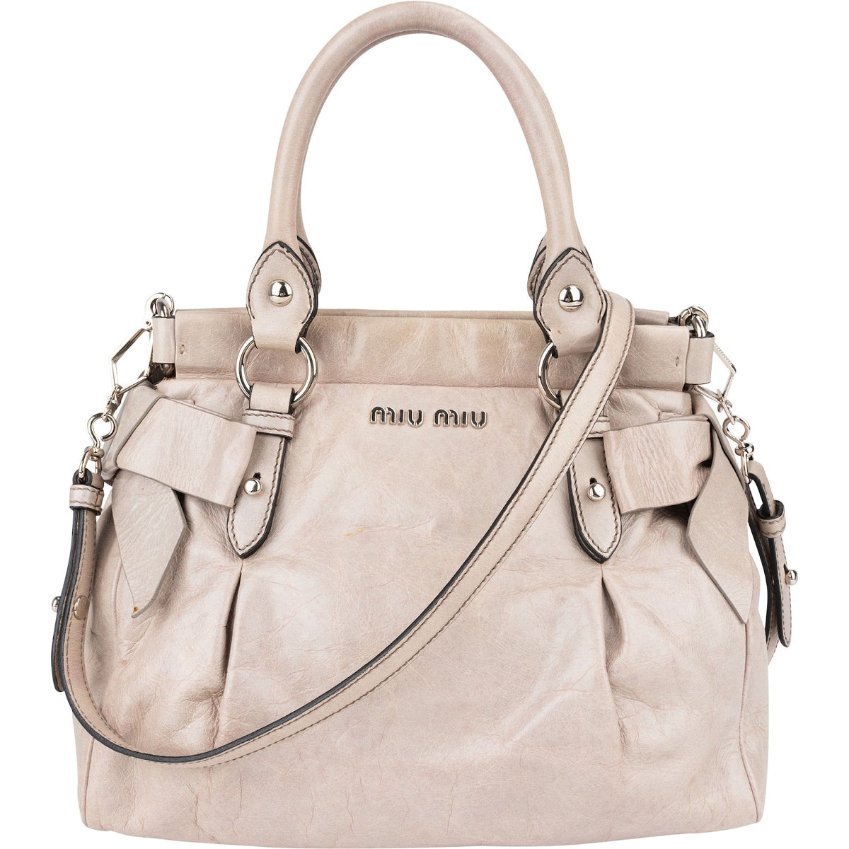 Miu Miu Vitello Lux lederen kleine hobo-handtas met strik