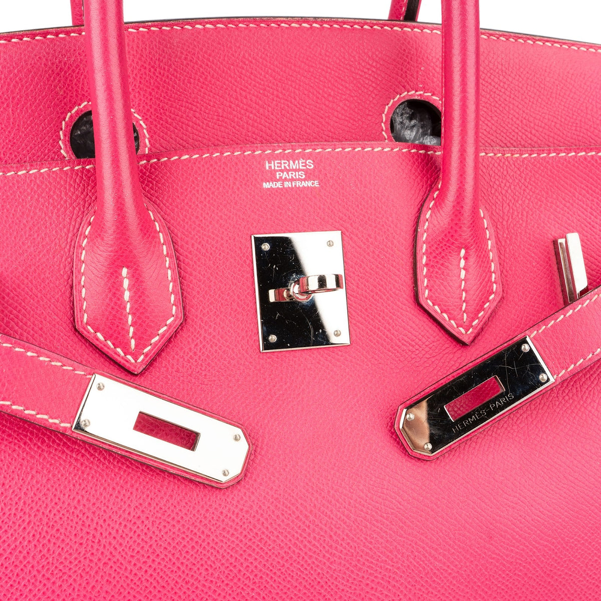 Sac à main Hermès Birkin 30 en cuir Epsom rose bonbon et bijouterie palladium