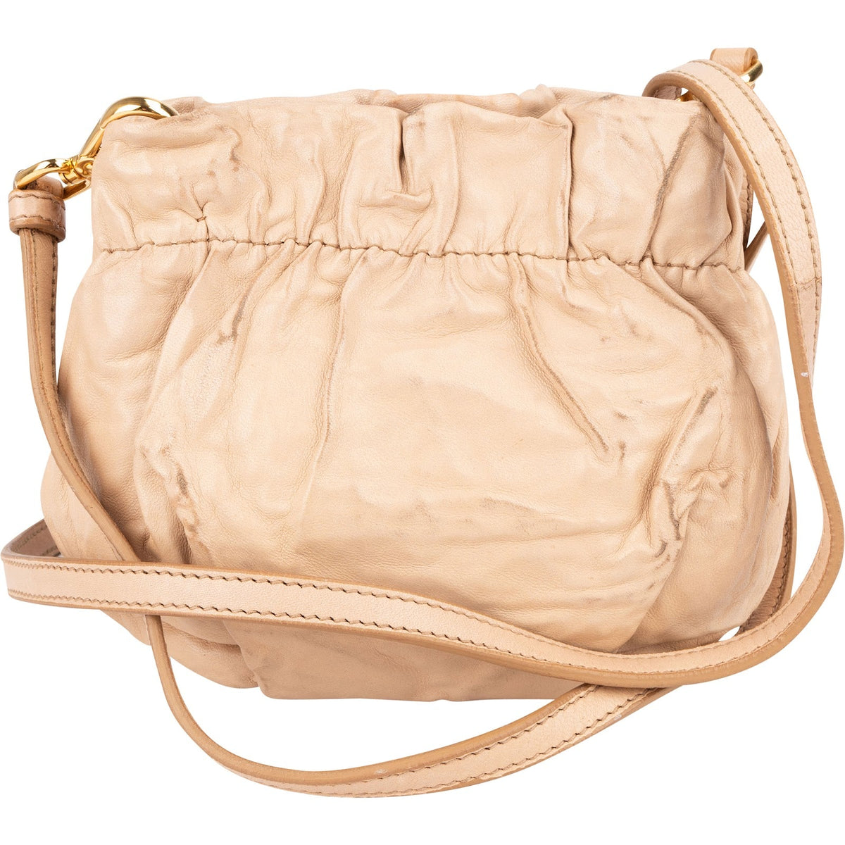 Prada mini-crossbodytas van gekreukt nappaleer