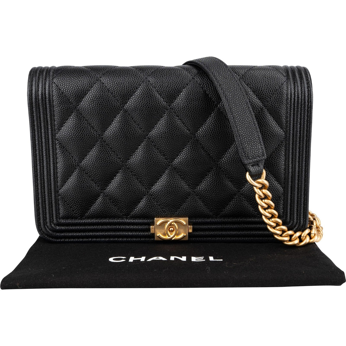 Bolso bandolera Chanel Boy Wallet On Chain de piel caviar acolchada