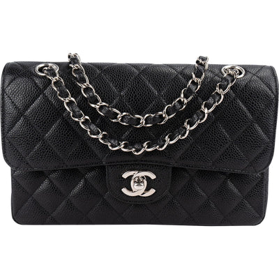 Chanel Quilted Caviar Leather Small Double Flap Shoulder Bag