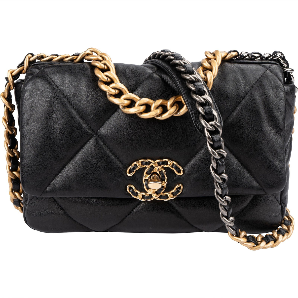 Borsa a tracolla Chanel 19 Medium Single Flap in pelle di agnello trapuntata