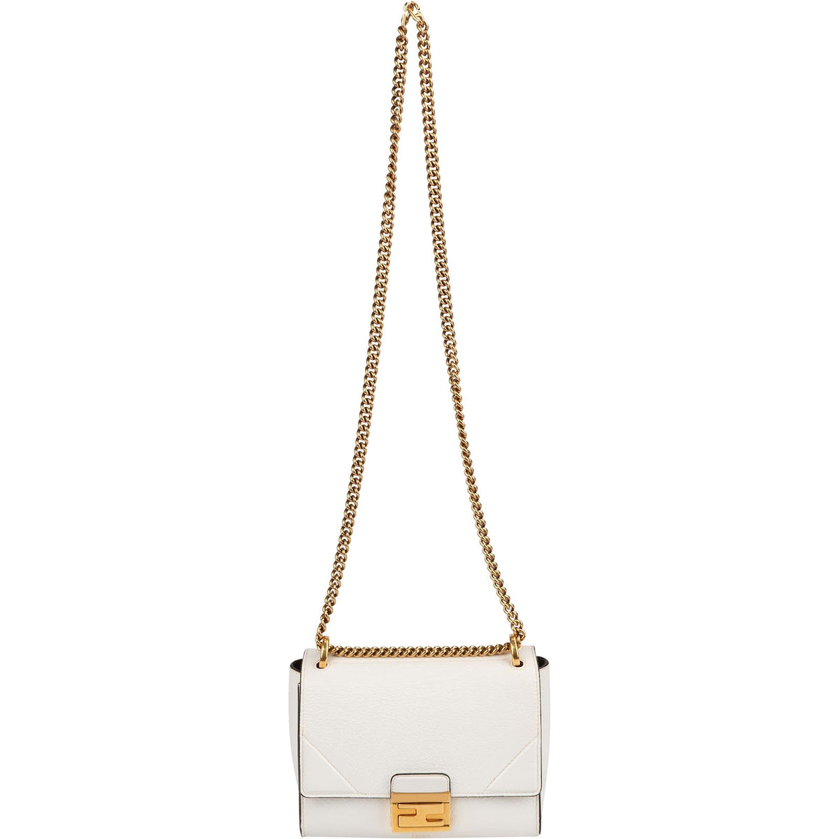 Fendi Kan U Flap aus weißem Lackleder – Ansicht 9