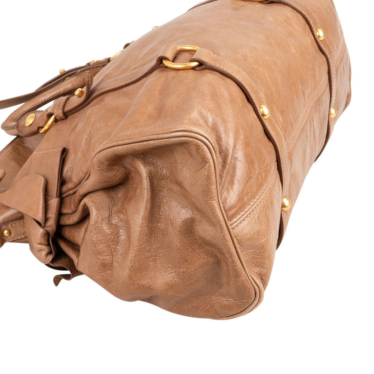 Miu Miu Braun Leder Vitello Lux Bow Schultertasche, Bild 7 von 10