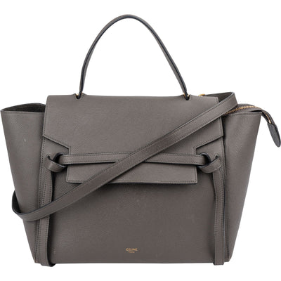 Celine Grey Grained Calfskin Belt Handbag