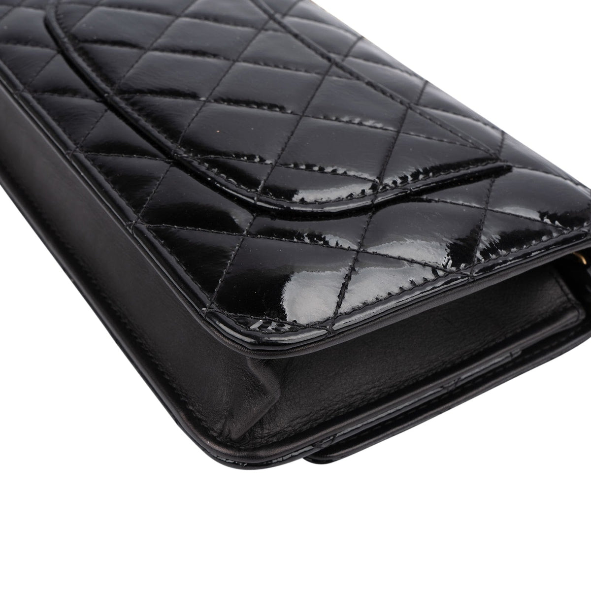 Chanel Quilted Patent Leather 2.55 Wallet On Chain Crossbody Bag