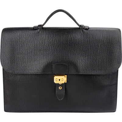 Hermès Noir Grained Fjord Leather Sac à Dépêches Business Handbag