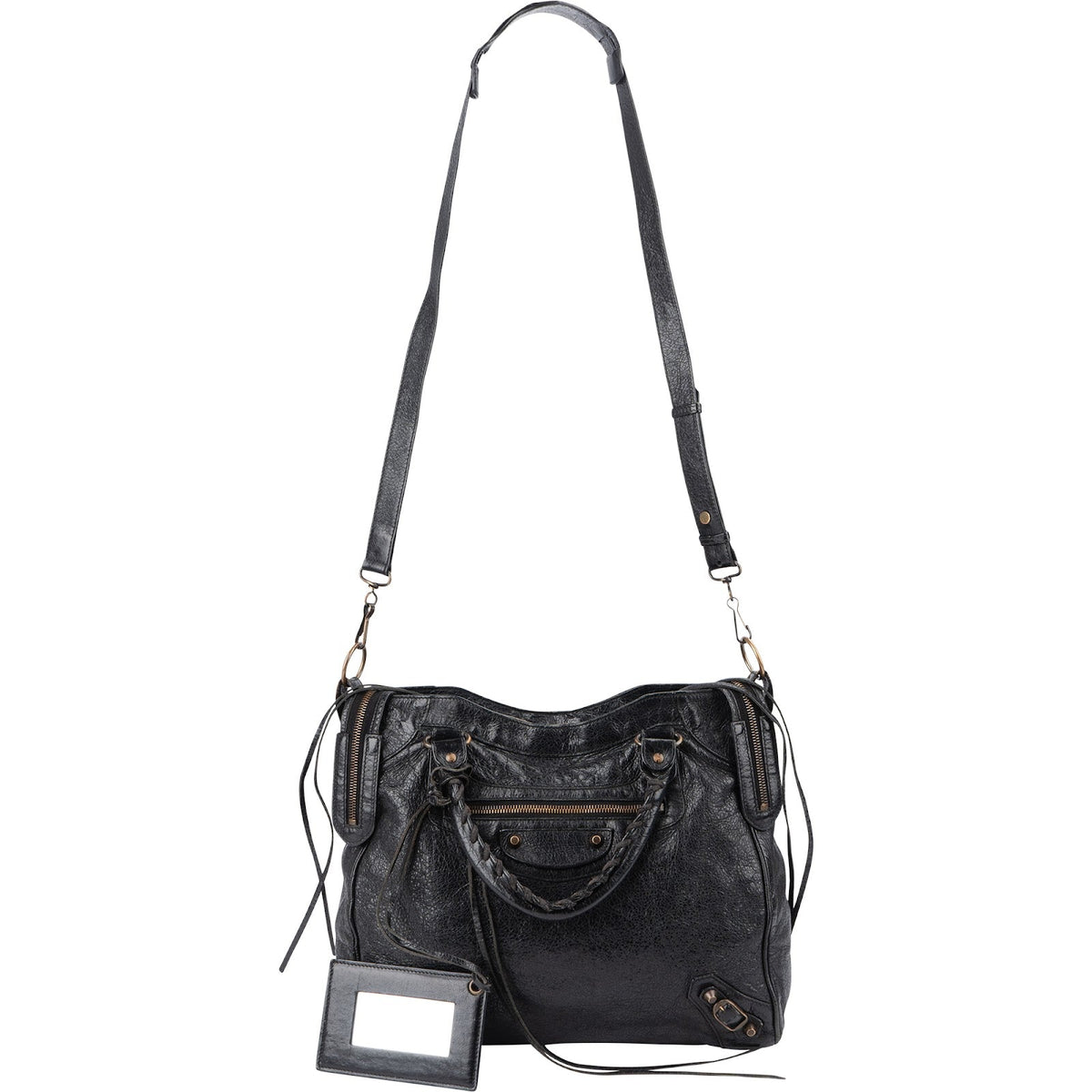 Borsa tote Balenciaga City in pelle Arena nera