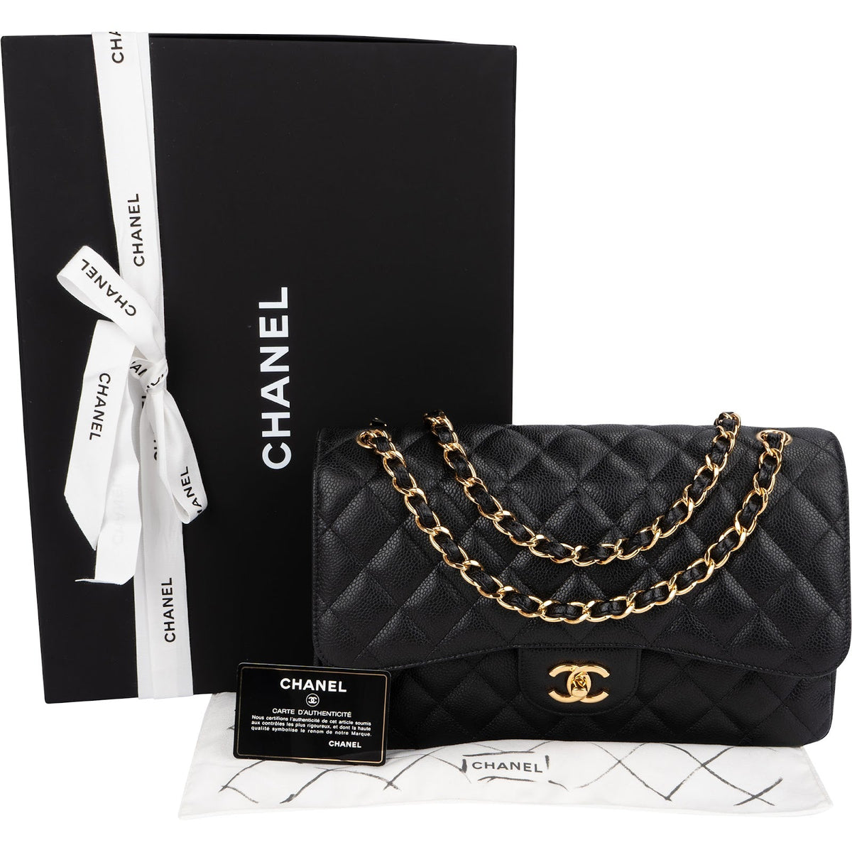 Chanel Caviar Leder Jumbo Double Flap Schultertasche, Bild 2 von 15