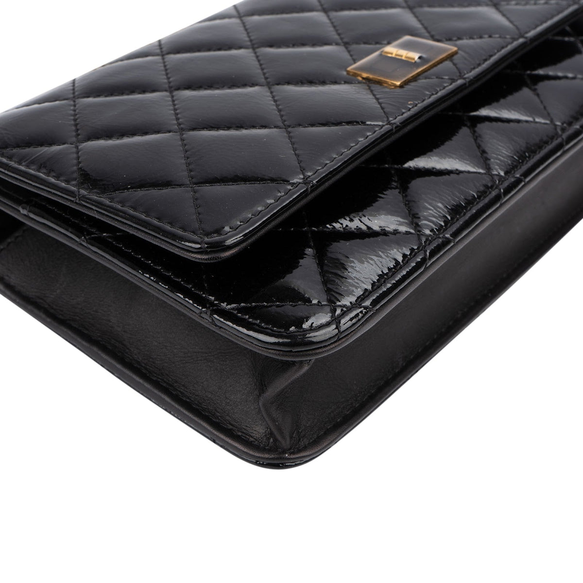 Chanel Quilted Patent Leather 2.55 Wallet On Chain Crossbody Bag