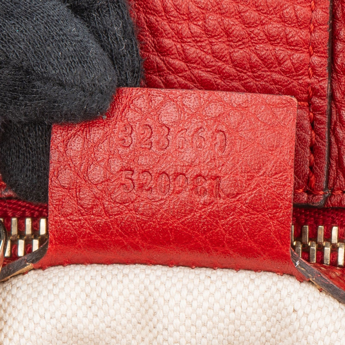 Gucci Tote-handtas van generfd leer met bamboe handvat