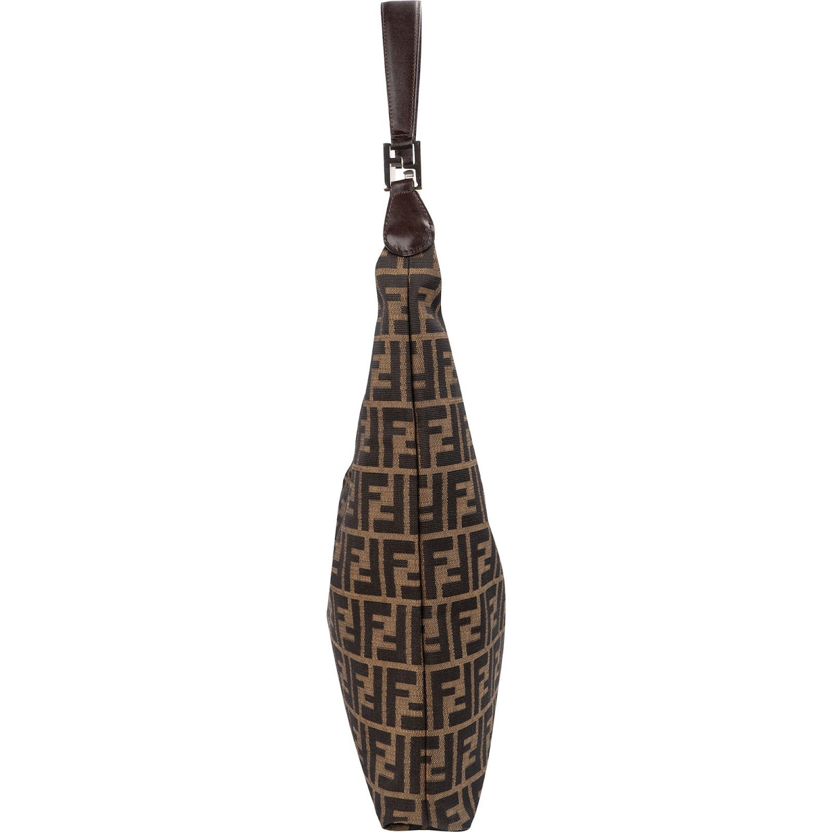 Fendi Monogram FF Zucca Canvas Diagonal Triangle Zip Large Shoulder Bag