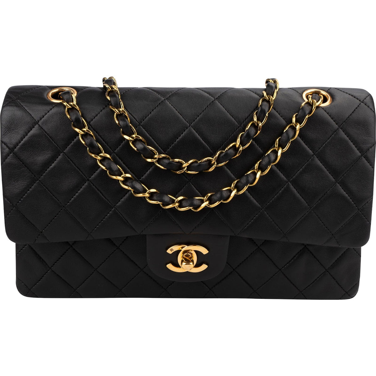 Chanel Medium Double Flap aus gestepptem Lammleder – Vorderansicht